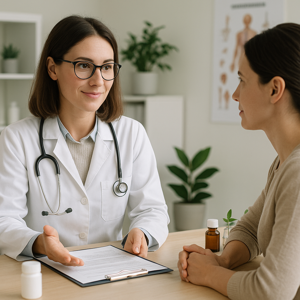 A professional medical consultation setting showin